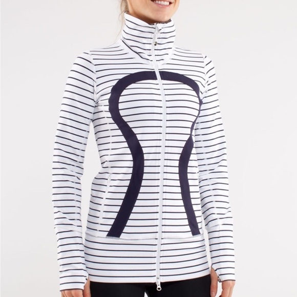Lululemon In Stride Jacket 4 Navy Striped - Picture 1 of 12